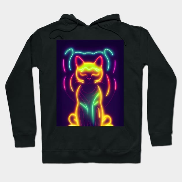 cat halloween neon Hoodie by ComicsFactory